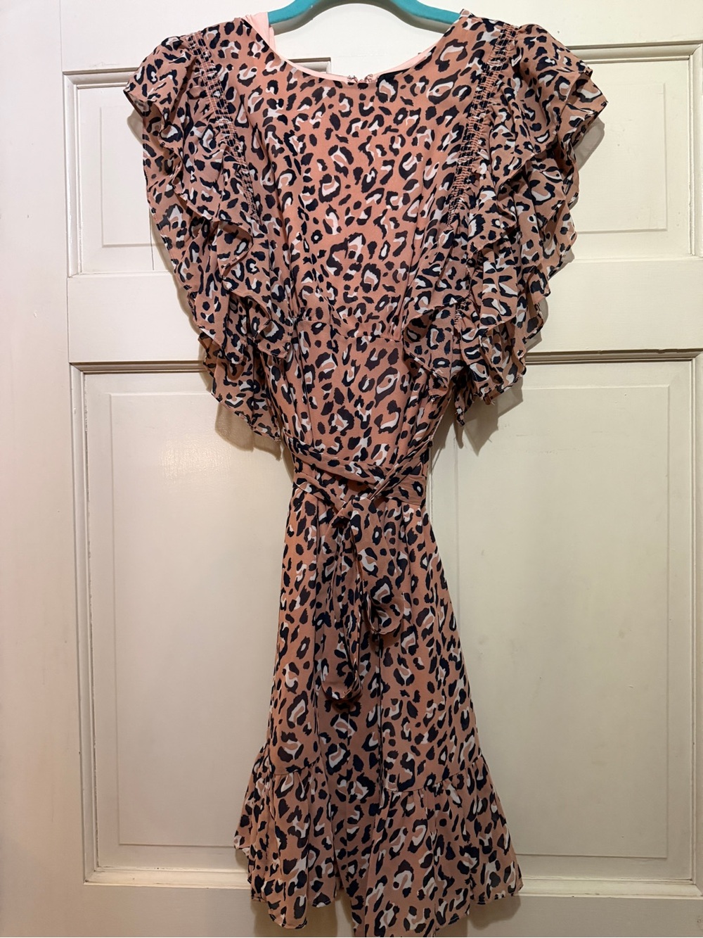 Sugarlips Pink Leopard Print Ruffle Mini Dress